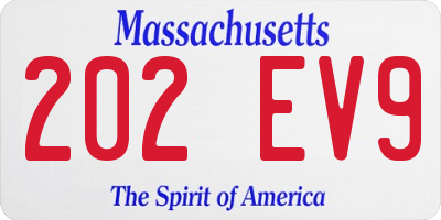 MA license plate 202EV9