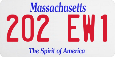 MA license plate 202EW1