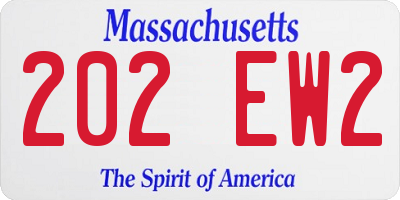 MA license plate 202EW2