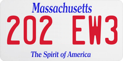 MA license plate 202EW3