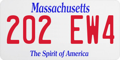 MA license plate 202EW4