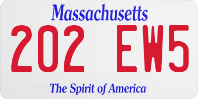 MA license plate 202EW5