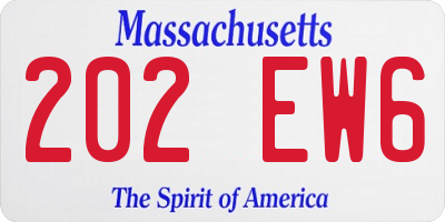 MA license plate 202EW6