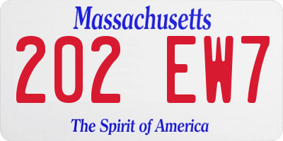MA license plate 202EW7
