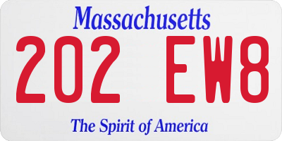 MA license plate 202EW8