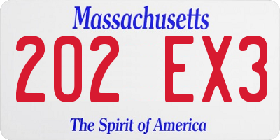 MA license plate 202EX3