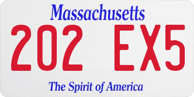 MA license plate 202EX5