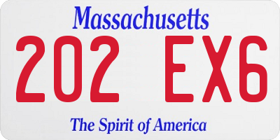 MA license plate 202EX6