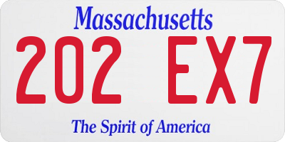 MA license plate 202EX7