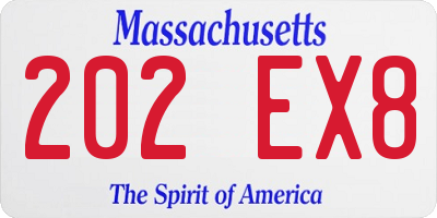 MA license plate 202EX8
