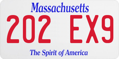 MA license plate 202EX9