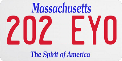 MA license plate 202EY0