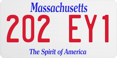 MA license plate 202EY1