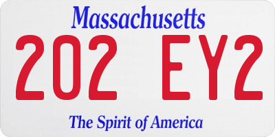 MA license plate 202EY2