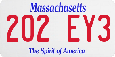 MA license plate 202EY3