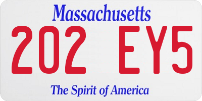 MA license plate 202EY5