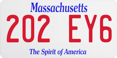 MA license plate 202EY6