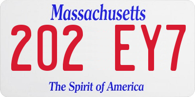 MA license plate 202EY7