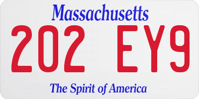 MA license plate 202EY9
