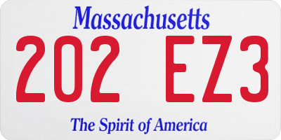 MA license plate 202EZ3
