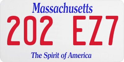 MA license plate 202EZ7