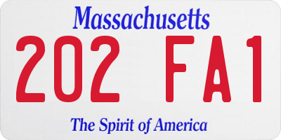 MA license plate 202FA1