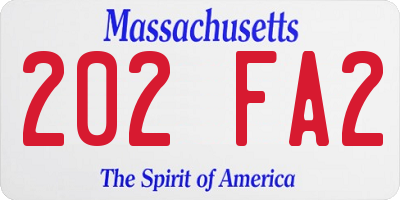 MA license plate 202FA2