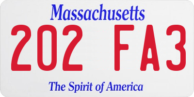 MA license plate 202FA3