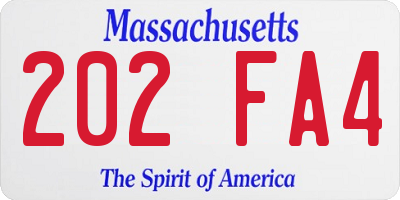 MA license plate 202FA4