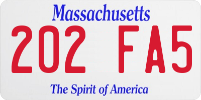 MA license plate 202FA5