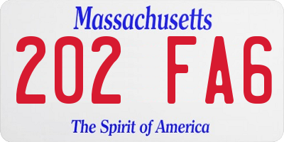 MA license plate 202FA6