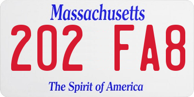 MA license plate 202FA8
