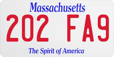 MA license plate 202FA9