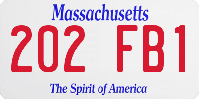 MA license plate 202FB1