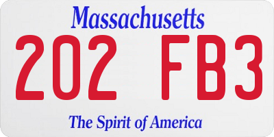 MA license plate 202FB3