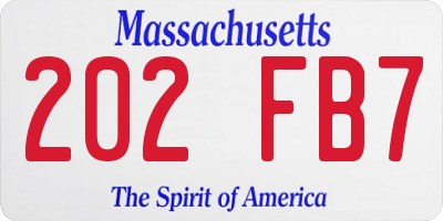MA license plate 202FB7