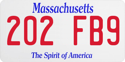 MA license plate 202FB9