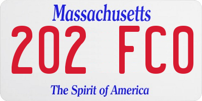 MA license plate 202FC0