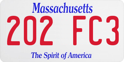 MA license plate 202FC3