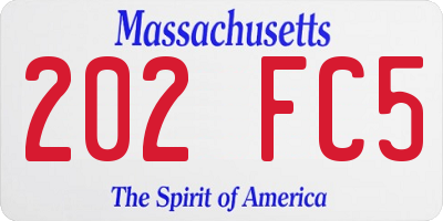 MA license plate 202FC5