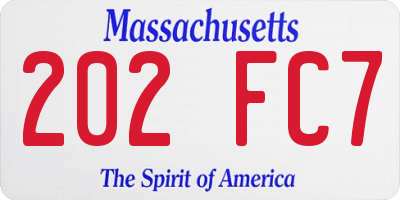 MA license plate 202FC7