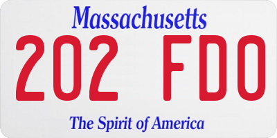 MA license plate 202FD0