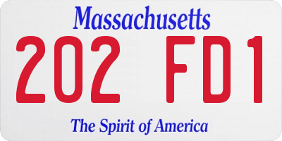 MA license plate 202FD1
