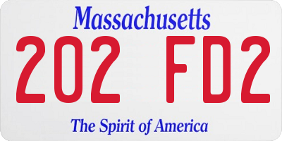 MA license plate 202FD2