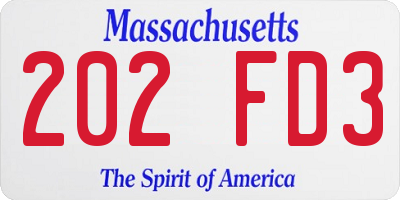 MA license plate 202FD3