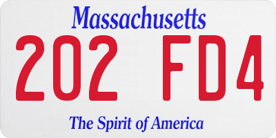 MA license plate 202FD4