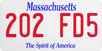 MA license plate 202FD5