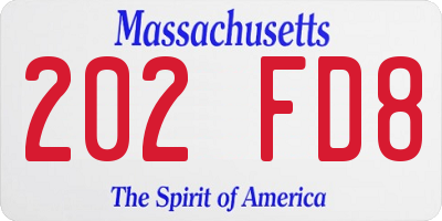 MA license plate 202FD8