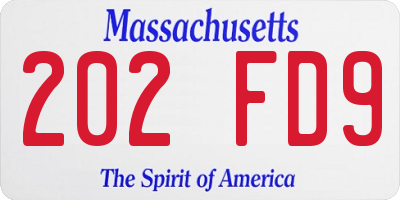 MA license plate 202FD9