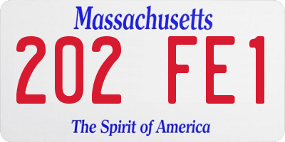 MA license plate 202FE1